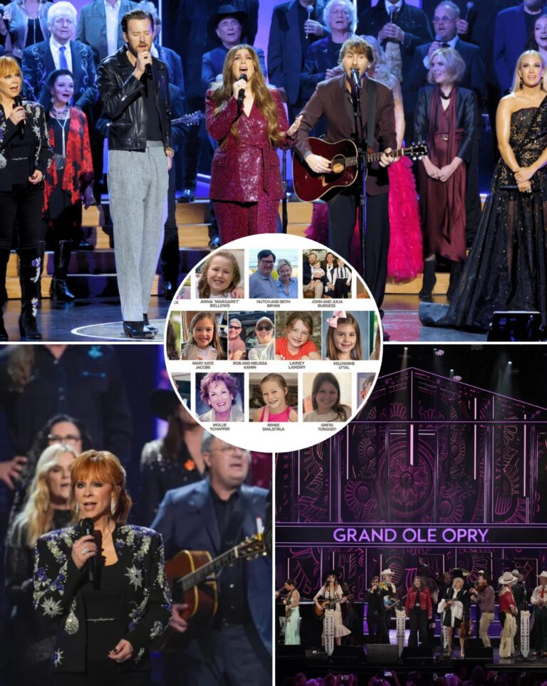 They Thought the Show Was Over—Then 50 Country Legends Did the Unthinkable for Texas. Just as the final note faded and the curtain began to fall, something no one expected happened. Reba, Garth, Carrie, Vince Gill, Trisha, Lady A, and over 50 Grand Ole Opry icons quietly returned to the stage—not for an encore, not for applause, but for something heartbreakingly real. In complete silence, they locked arms and sang “Will the Circle Be Unbroken,” dedicating the soul-stirring harmony to the victims of the devastating Texas flood. No lights. No cameras. Just tears, raw voices, and a single candle glowing at center stage. Audience members were seen openly weeping, whispering, “This wasn’t a performance… it was a prayer.”