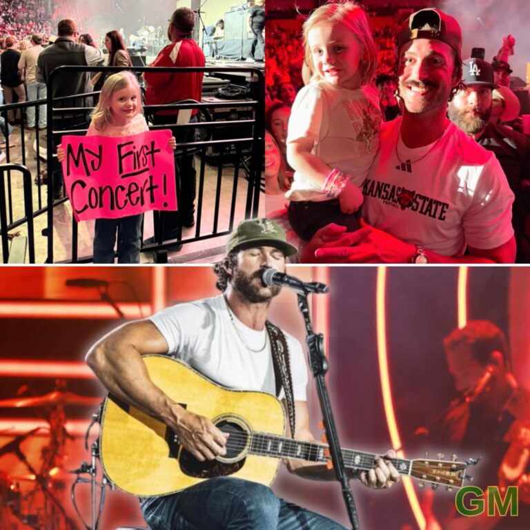 In the middle of a performance in Jonesboro, Arkansas, country star Riley Green had to stop his Ain’t My Last Rodeo tour not because of technical difficulties, but because of a small, bright pink sign in the crowd that read: “My First Concert.” With the entire audience watching, Green left the stage mid-sentence, knelt down in front of a wide-eyed little girl in the front row, and made this memorable gesture