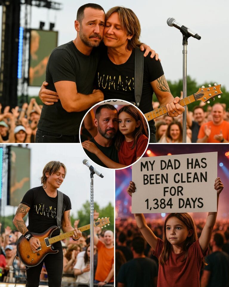 “THIS WASN’T JUST A CONCERT — IT WAS A CELEBRATION OF RECOVERY” — Keith Urban Halts Show, Brings Fan Into Spotlight After 1,384 Days Clean, Turns Arena Into a Heartfelt Tribute to Second Chances. In front of 30,000 roaring fans at the Lasso Montreal Festival, Keith noticed a handwritten sign that stopped him in his tracks: “MY DAD HAS BEEN CLEAN FOR 1,384 DAYS.” Instead of moving on, he paused the music, locked eyes with the fan, and said, “Tonight, you’re the star.” Moments later, Keith stepped into the crowd, pulling the fan into a warm embrace that electrified the arena. To honor the milestone even further, he performed a special song from his Beautifully Broken album, making the night unforgettable. Fans erupted in tears and cheers, witnessing a moment where music, courage, and recovery collided in pure magic.