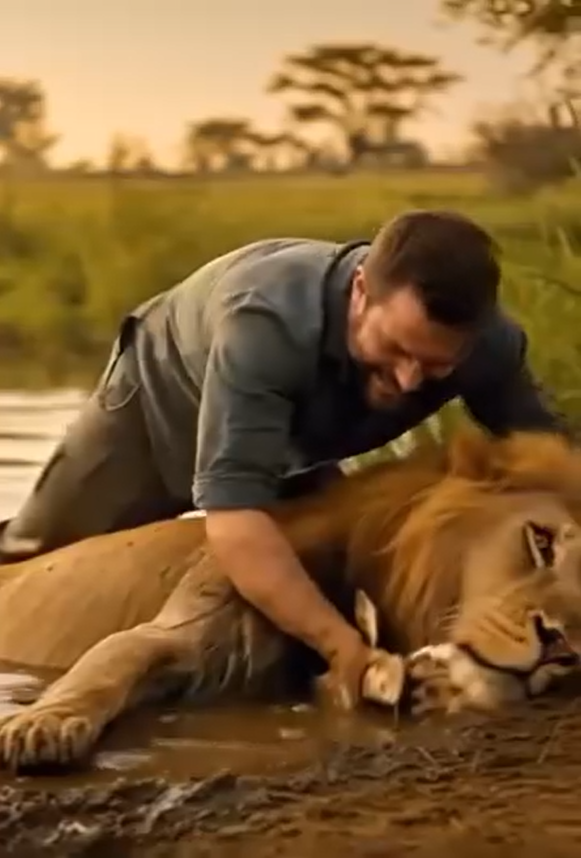 A man rescued a lion from drowning, but when they got to the river bank, the lion did something unexpected.